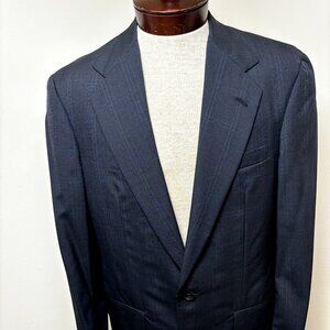 Norman Hilton NWOT Sport Coat Sz 39L Navy Windowpane Slim Fit Blazer Suit Jacket